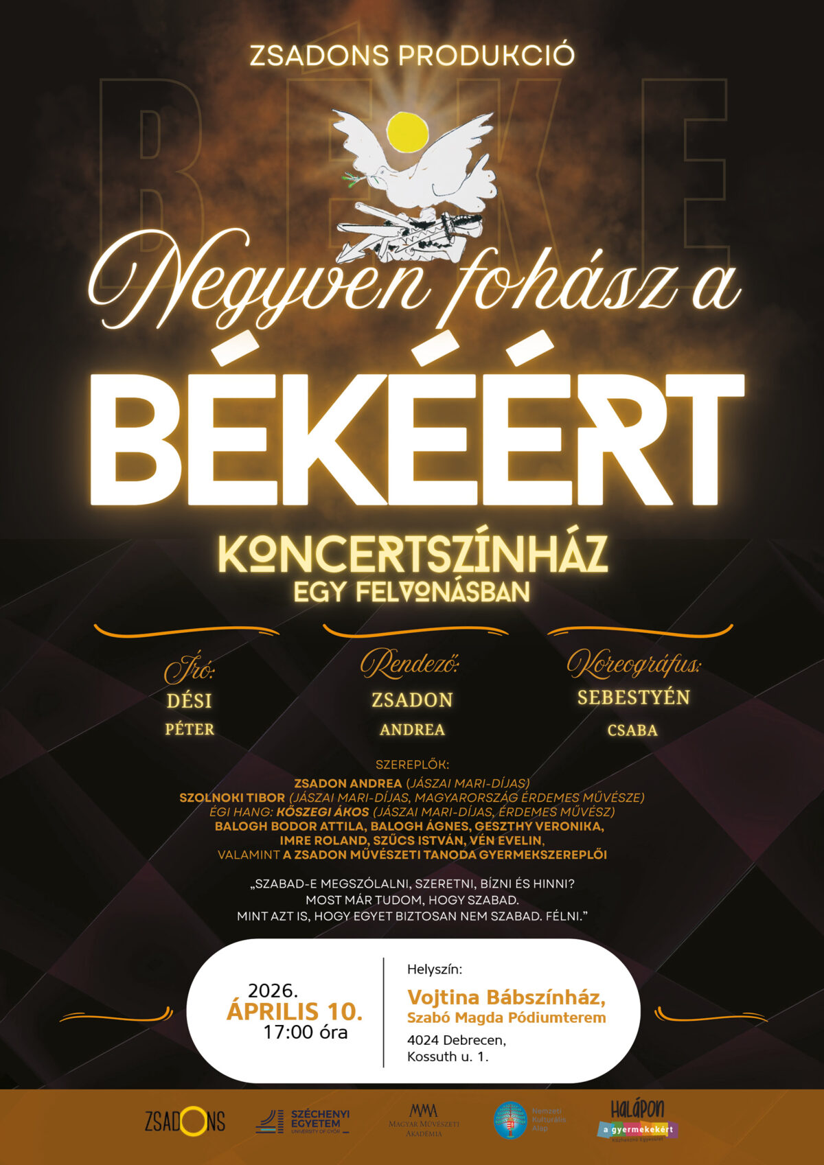 „Negyven fohász a békéért” – koncertszínház egy felvonásban