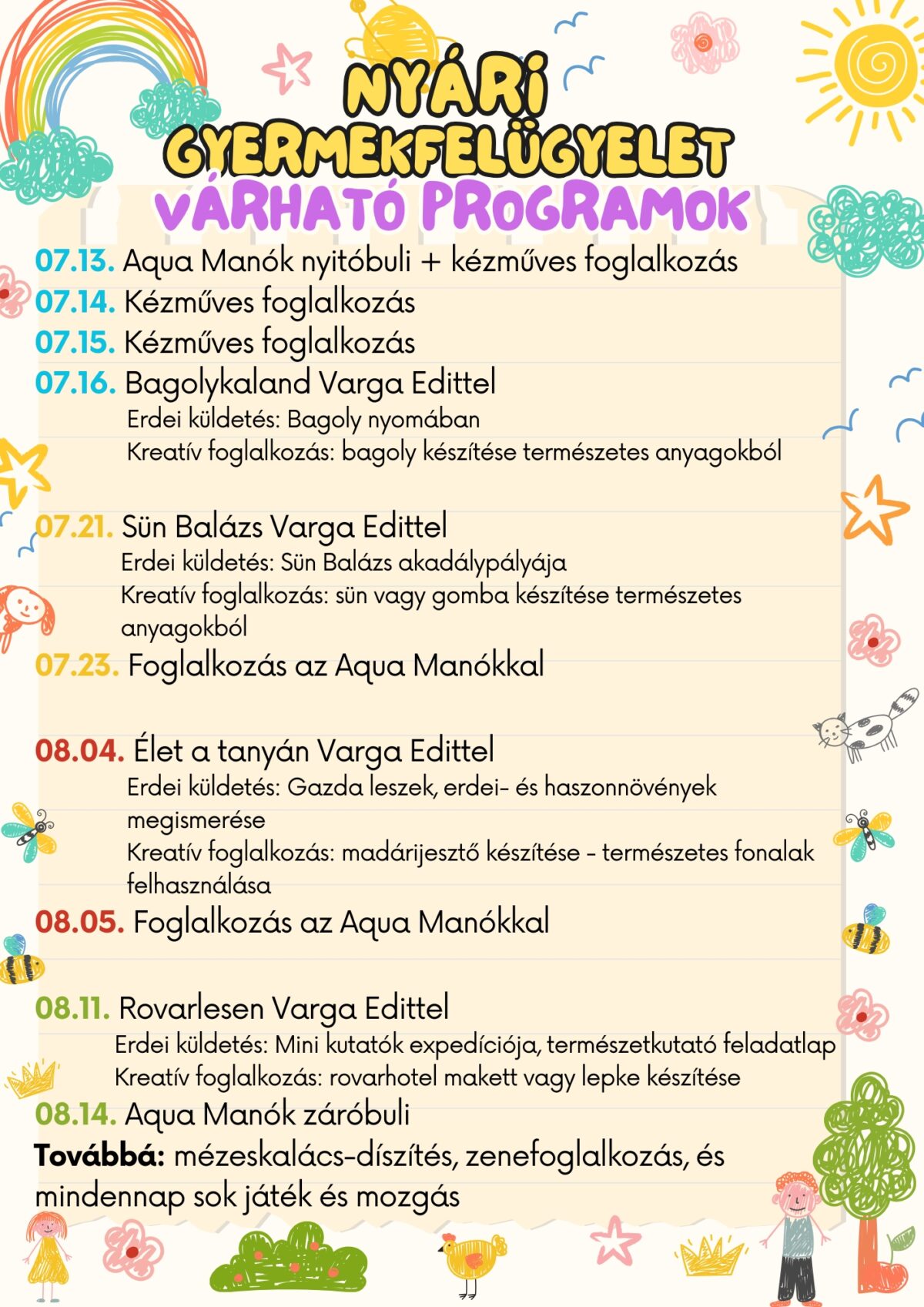 Programjaink az idei táborra